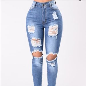 Fashion Nova say yes to distress jeans.